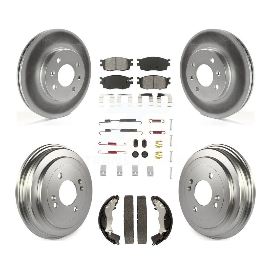 Front Rear Coated Disc Brake Rotors Semi-Metallic Pads And Drum Kit (7Pc) For Hyundai Accent Kia Rio Rio5 KGS-101549
