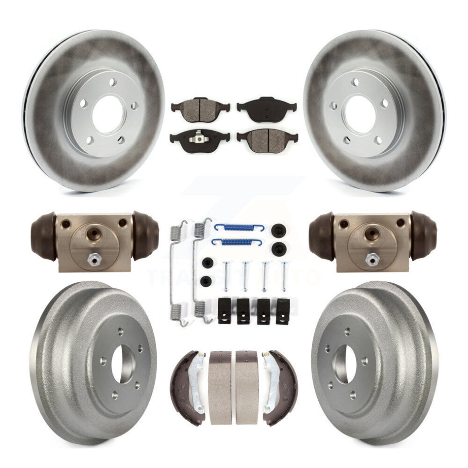 Front Rear Coated Disc Brake Rotors Semi-Metallic Pads And Drum Kit (9Pc) For 2010-2013 Ford Connect KGS-101569