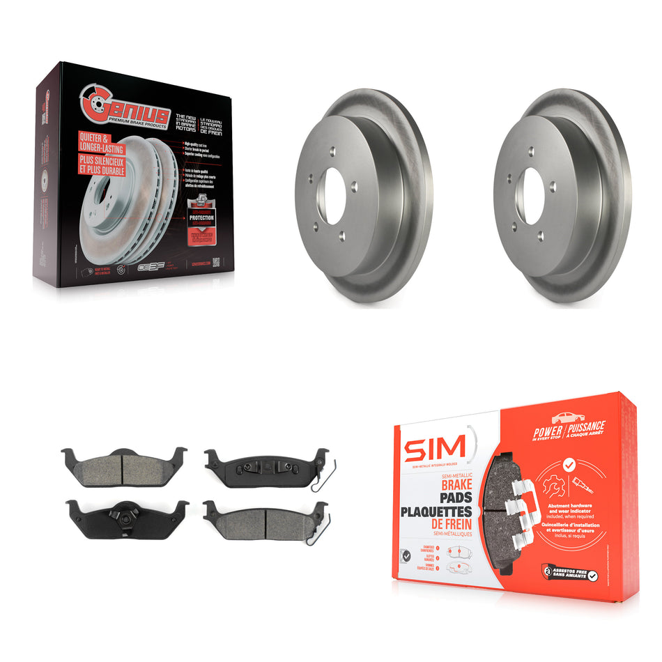 Rear Coated Disc Brake Rotors And Semi-Metallic Pads Kit For 2004 Ford F-150 With 5 Lug Wheels 11th Digit Of Vin Is C KGS-101576