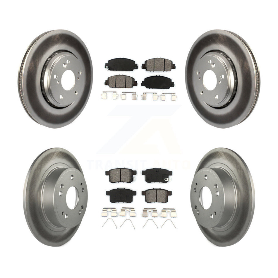 Front Rear Coated Disc Brake Rotors And Semi-Metallic Pads Kit For 2017 Honda Accord Hybrid EX-L Touring KGS-101586
