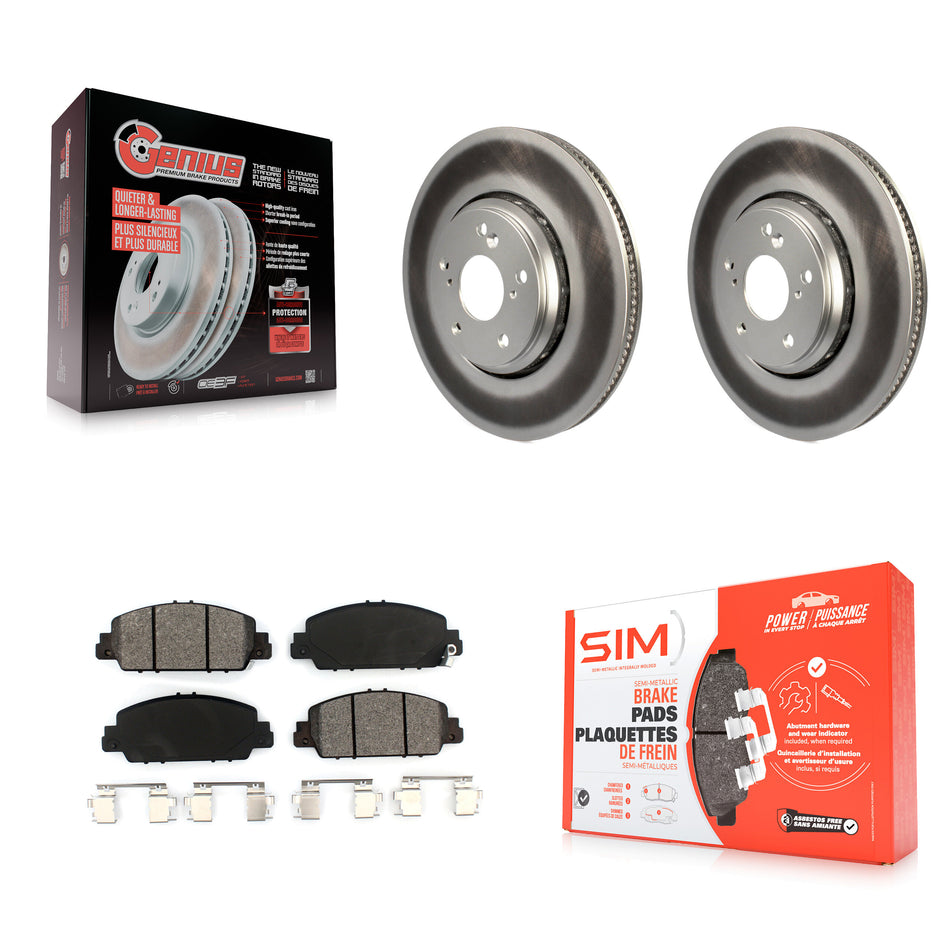 Front Coated Disc Brake Rotors And Semi-Metallic Pads Kit For 2017 Honda Accord Hybrid EX-L Touring KGS-101591