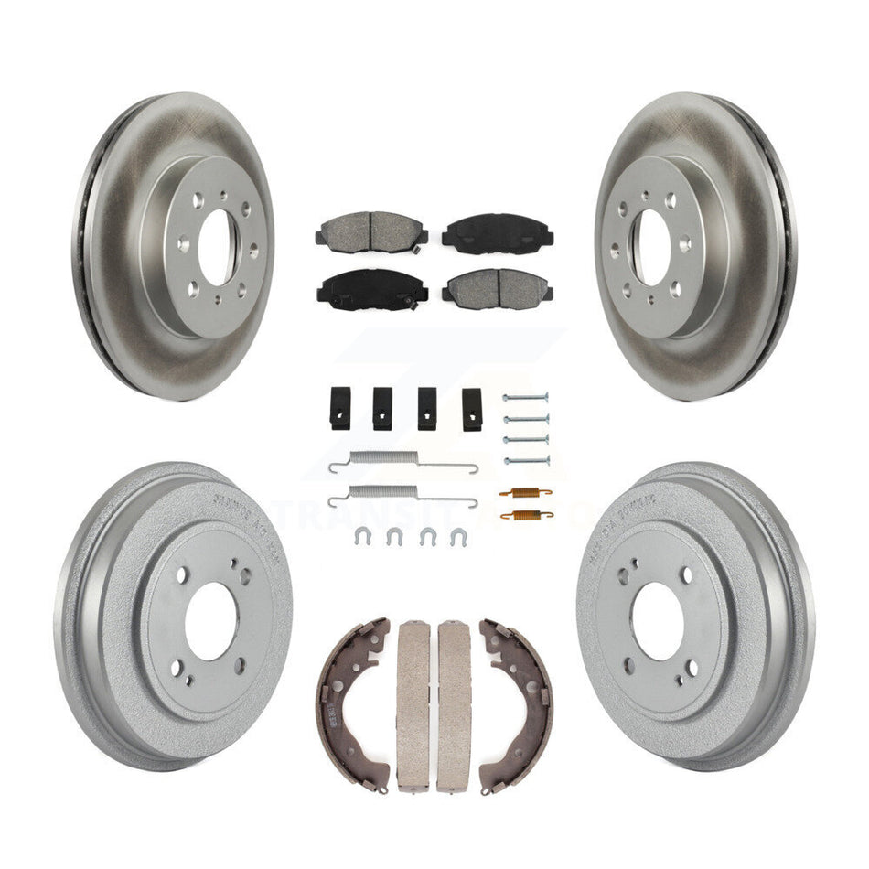 Front Rear Coated Disc Brake Rotors Semi-Metallic Pads And Drum Kit (7Pc) For Honda Insight KGS-101609