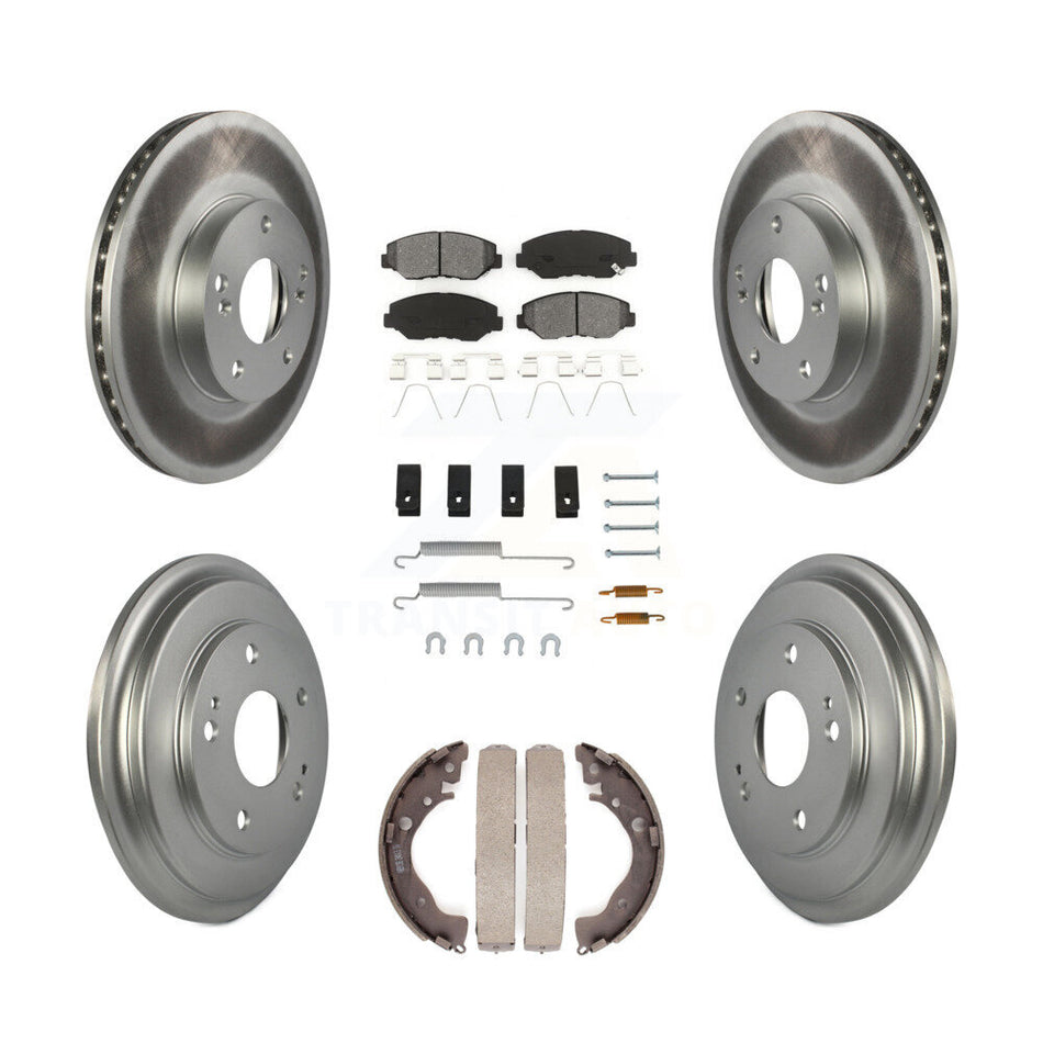 Front Rear Coated Disc Brake Rotors Semi-Metallic Pads And Drum Kit (7Pc) For Honda Civic KGS-101611