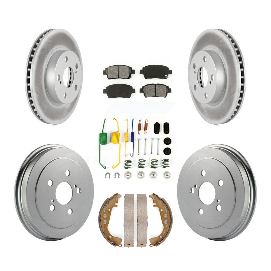Front Rear Coated Disc Brake Rotors Semi-Metallic Pads And Drum Kit (7Pc) For 2008 Toyota Prius KGS-101614
