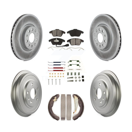 Front Rear Coated Disc Brake Rotors Semi-Metallic Pad Drum Kit (7Pc) For Volkswagen Jetta KGS-101615