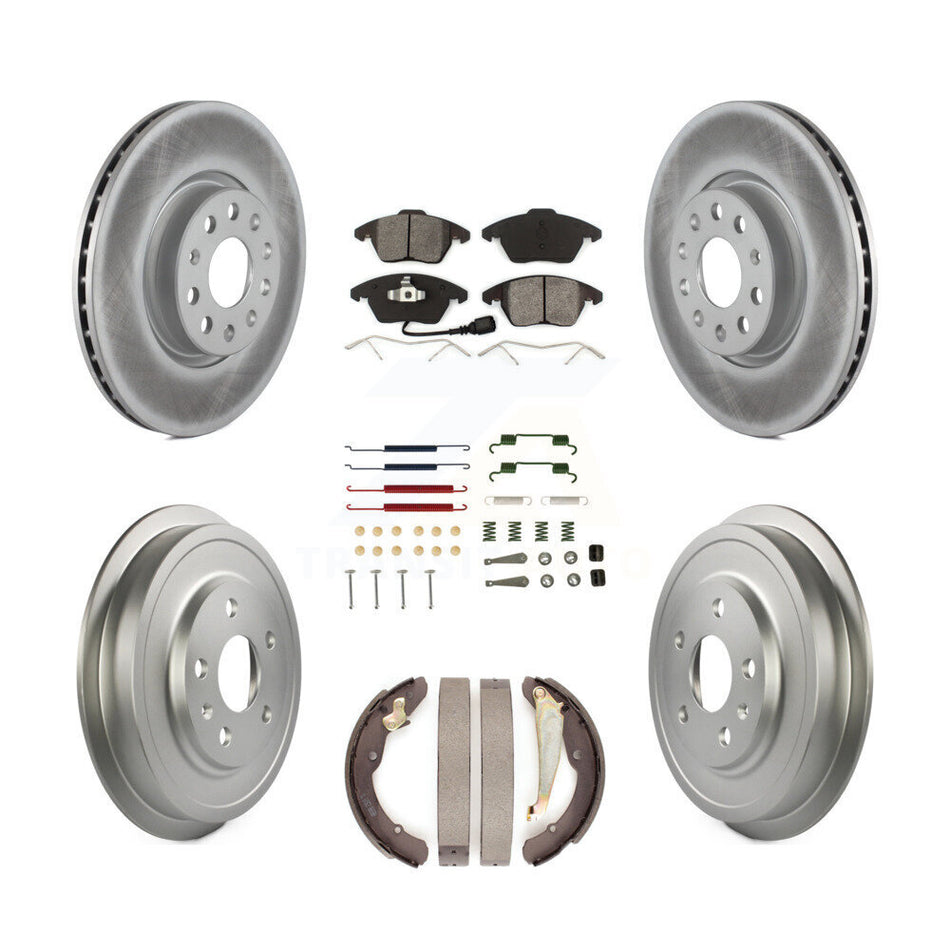 Front Rear Coated Disc Brake Rotors Semi-Metallic Pad Drum Kit (7Pc) For Volkswagen Jetta KGS-101615