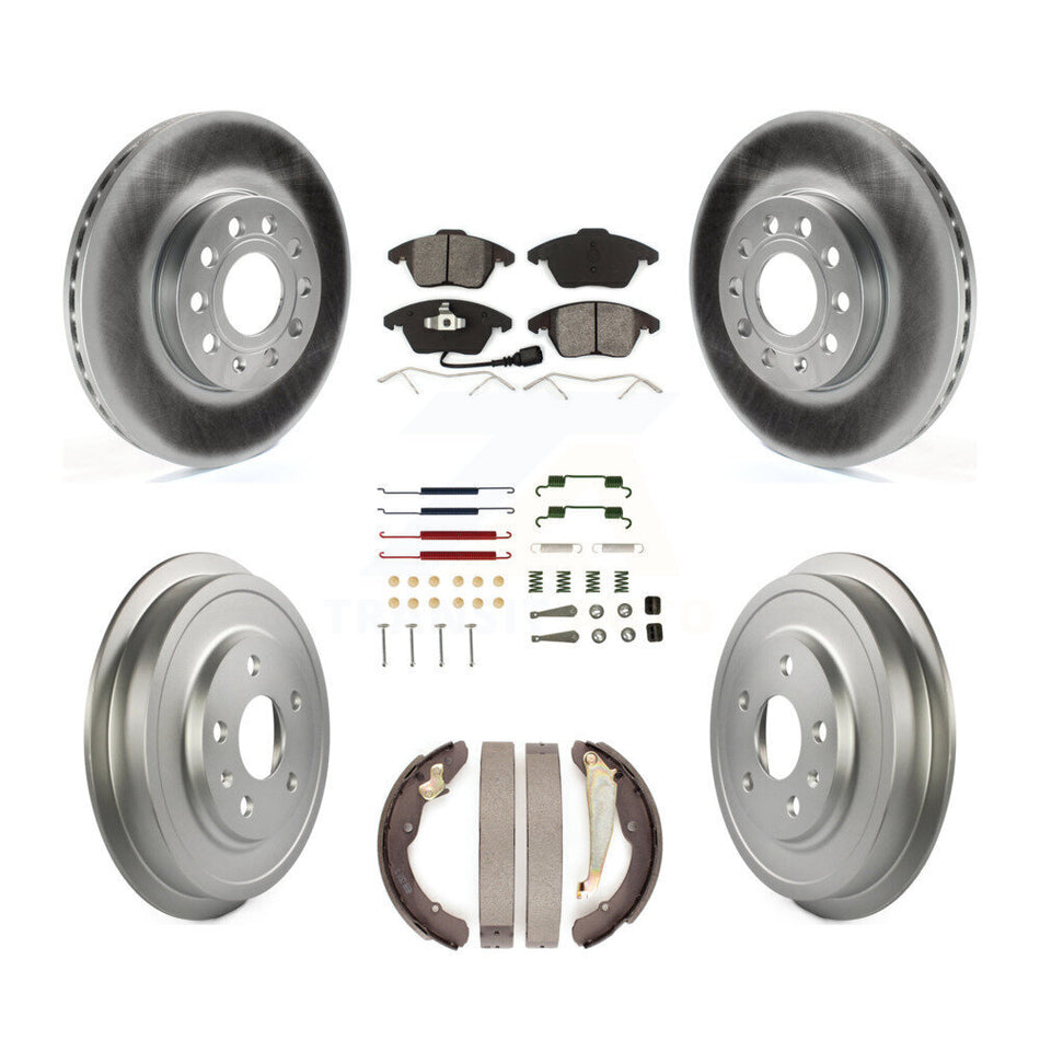 Front Rear Coated Disc Brake Rotors Semi-Metallic Pad Drum Kit (7Pc) For Volkswagen Jetta KGS-101616