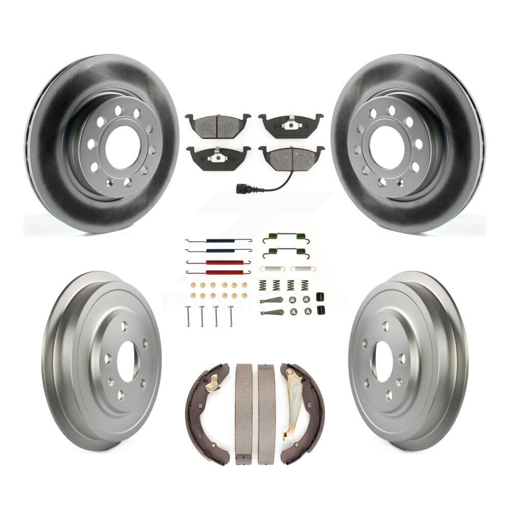 Front Rear Coated Disc Brake Rotors Semi-Metallic Pad Drum Kit (7Pc) For Volkswagen Jetta KGS-101617