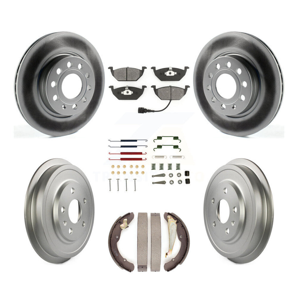 Front Rear Coated Disc Brake Rotors Semi-Metallic Pad Drum Kit (7Pc) For Volkswagen Jetta KGS-101617
