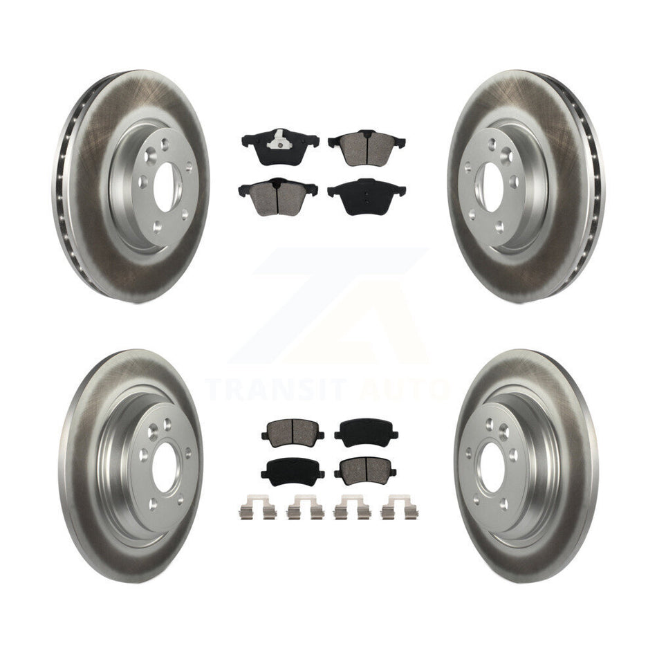 Front Rear Coated Disc Brake Rotors And Semi-Metallic Pads Kit For 2008 Volvo V70 With 300mm Diameter Rotor KGS-101620
