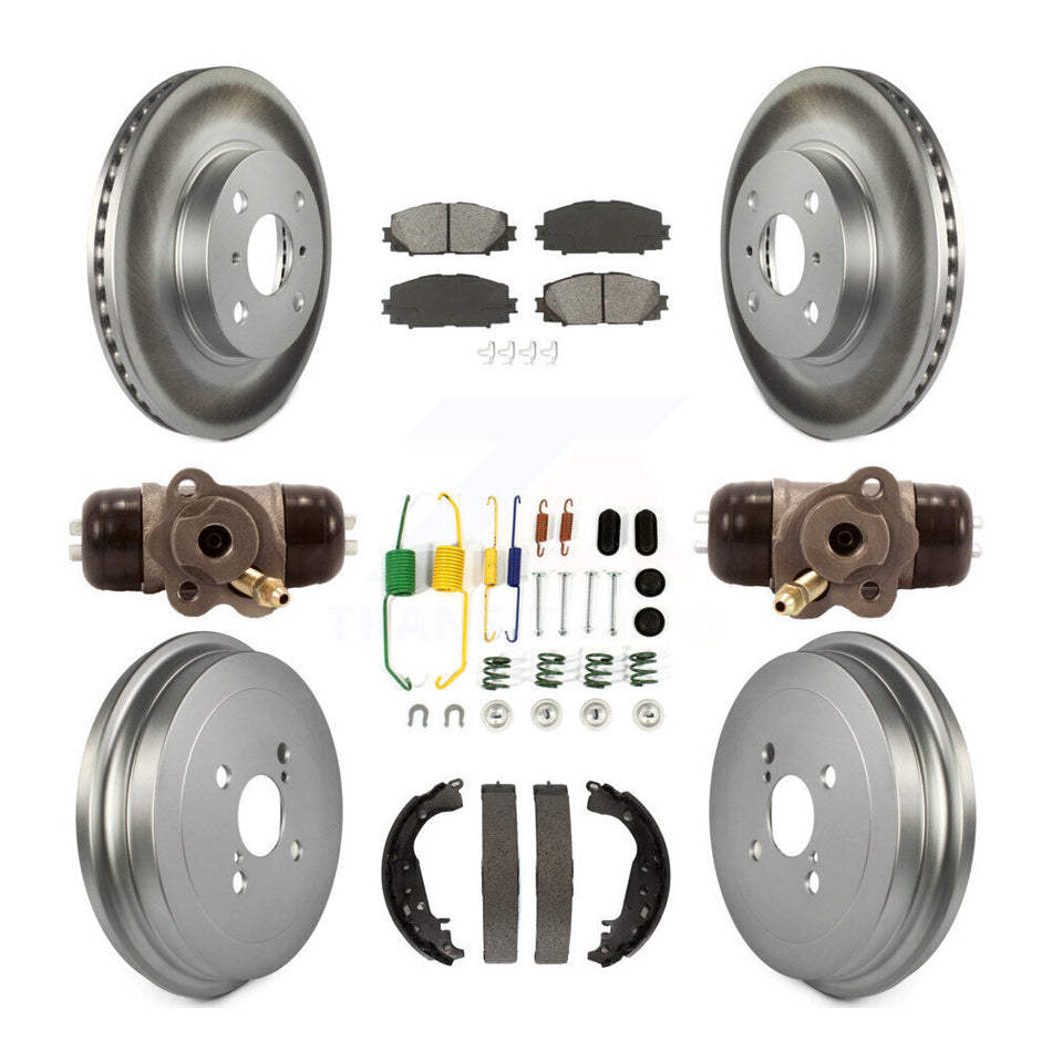 Front Rear Coated Disc Brake Rotors Semi-Metallic Pads And Drum Kit (9Pc) For Toyota Yaris KGS-101641