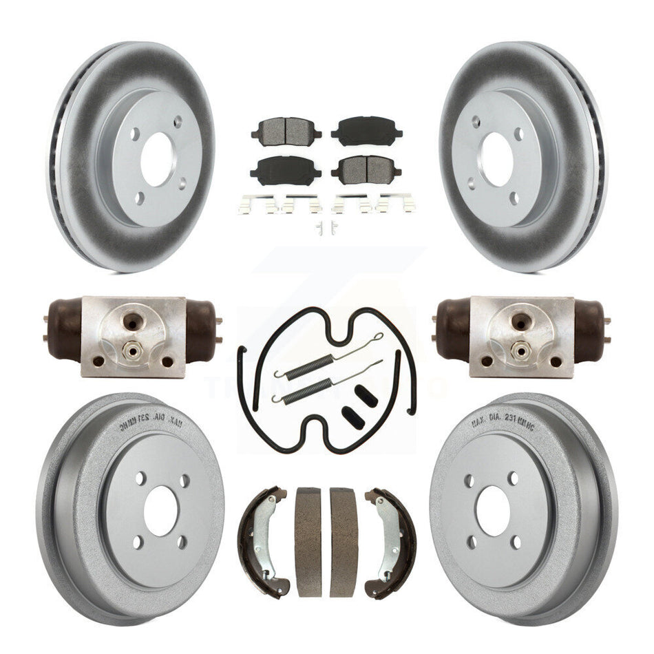 Front Rear Coated Disc Brake Rotors Semi-Metallic Pads And Drum Kit (9Pc) For 2003 Saturn Ion KGS-101649