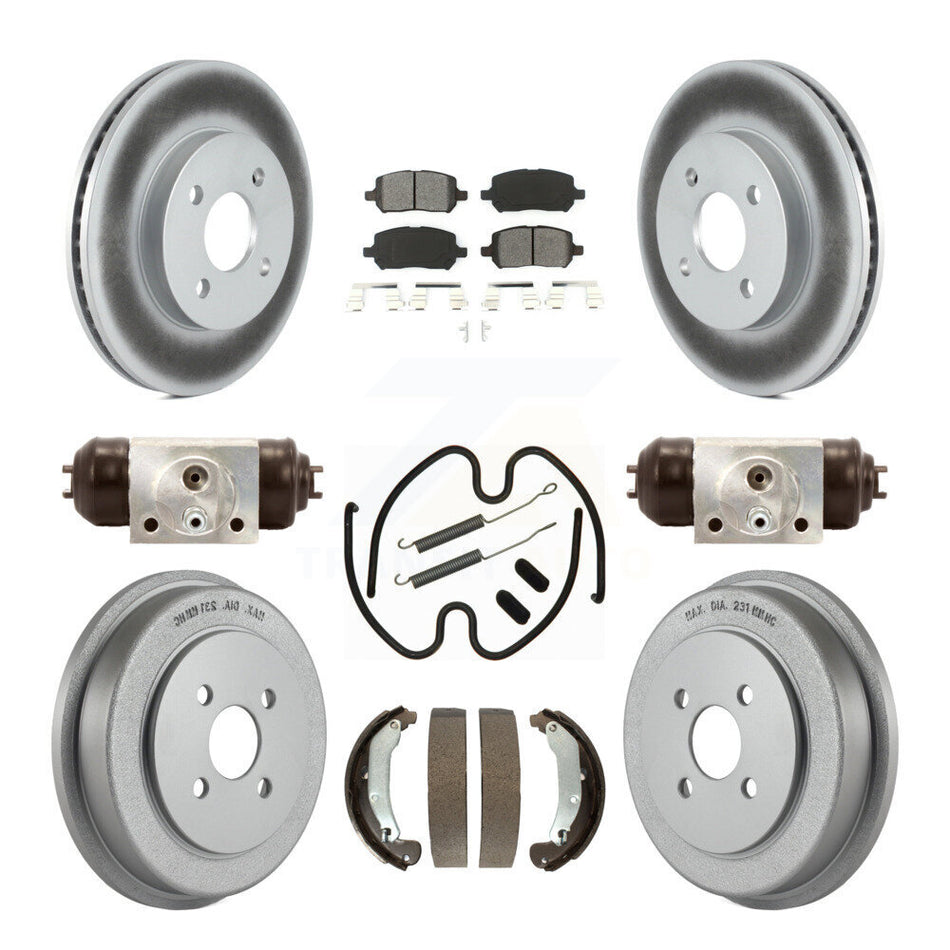 Front Rear Coated Disc Brake Rotors Semi-Metallic Pads And Drum Kit (9Pc) For Chevrolet Cobalt Saturn Ion Pontiac Pursuit KGS-101650