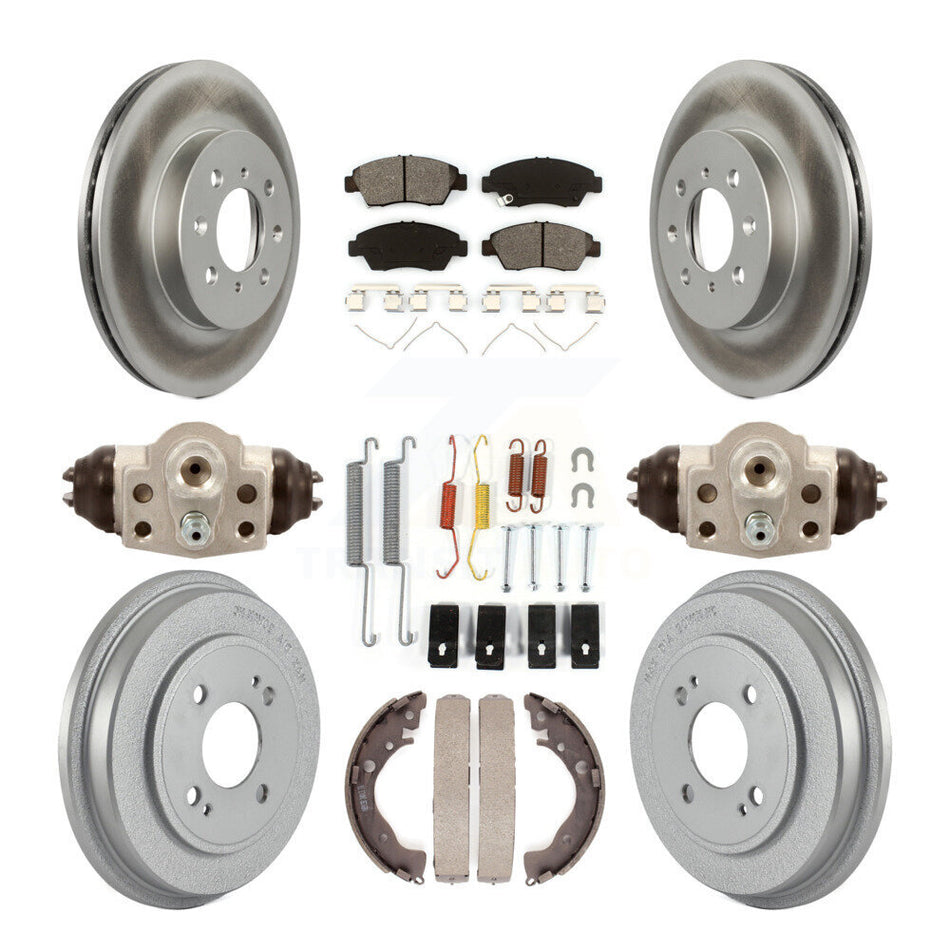 Front Rear Coated Disc Brake Rotors Semi-Metallic Pads And Drum Kit (9Pc) For Honda Fit KGS-101671
