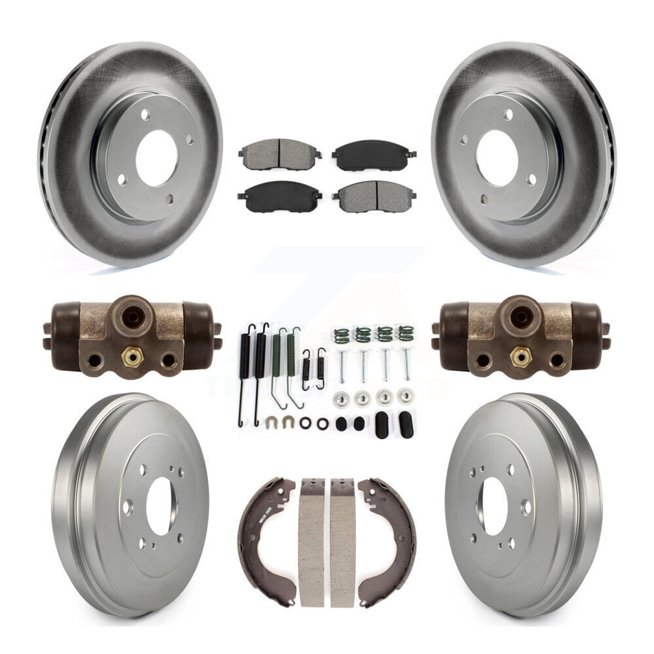 Front Rear Coated Disc Brake Rotors Semi-Metallic Pads And Drum Kit (9Pc) For Nissan Sentra Versa Cube KGS-101676