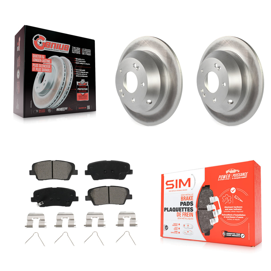 Rear Coated Brake Rotor & Semi-Metallic Pad Kit For Kia Sorento Hyundai Santa Fe Sport XL KGS-101684