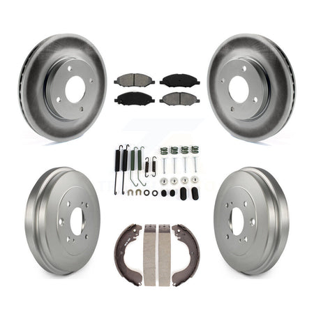 Front Rear Coat Brake Rotor Semi-Metallic Pad Drum Kit (7Pc) For Nissan Versa 4-Wheel ABS KGS-101699