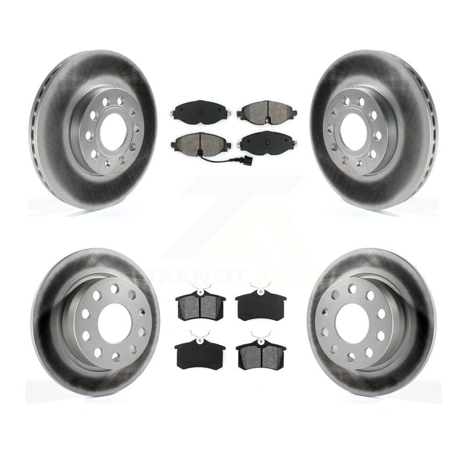 Front Rear Coated Disc Brake Rotors And Semi-Metallic Pads Kit For 2015 Volkswagen Golf SportWagen TDI SE SEL Highline Comfortline Trendline S KGS-101722