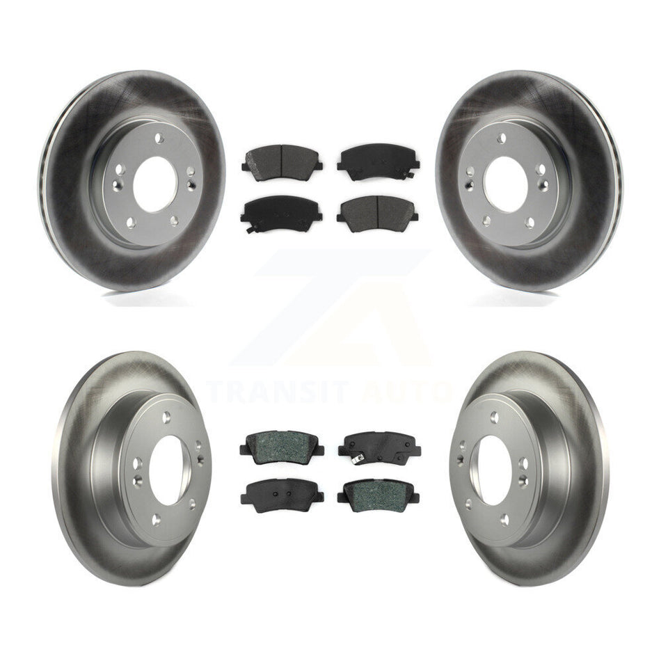 Front Rear Coated Disc Brake Rotors And Semi-Metallic Pads Kit For 2017-2020 Hyundai Elantra 2.0L KGS-101728