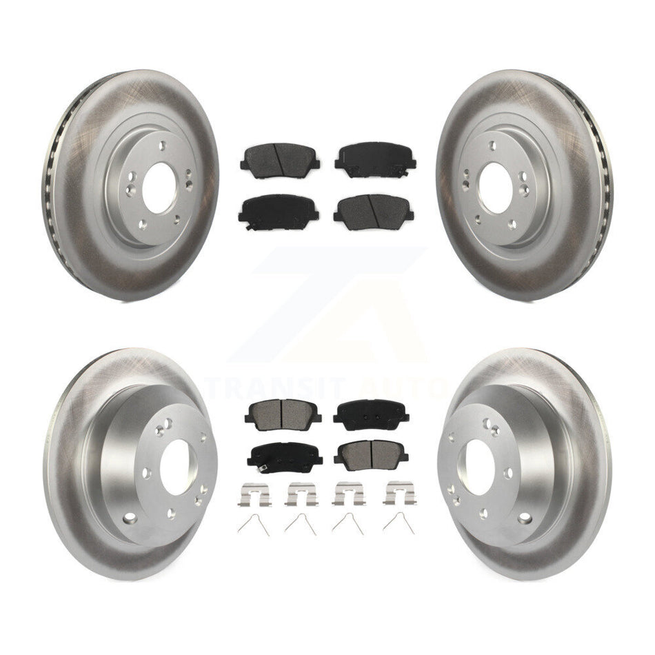 Front Rear Coated Disc Brake Rotors And Semi-Metallic Pads Kit For Kia Sorento Hyundai Santa Fe Sport KGS-101730