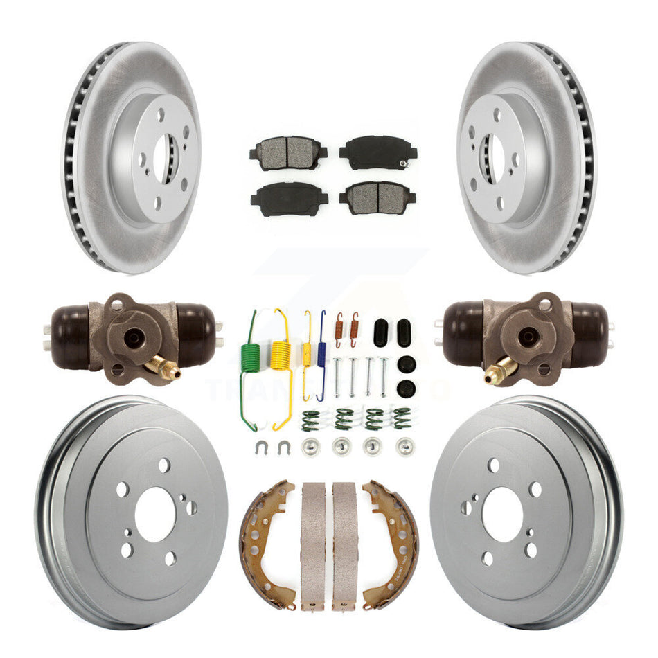 Front Rear Coated Disc Brake Rotors Semi-Metallic Pads And Drum Kit (9Pc) For 2008 Toyota Prius KGS-101747
