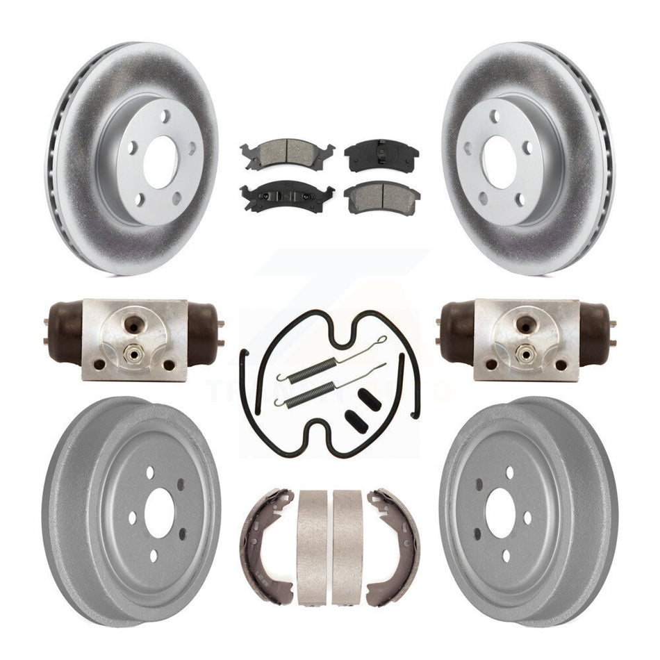 Front Rear Coat Disc Brake Rotors Semi-Metallic Pad Drum Kit (9Pc) For Chevrolet Cavalier KGS-101748