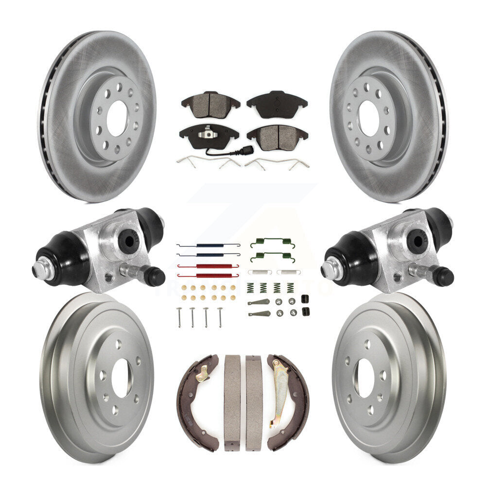 Front Rear Coated Disc Brake Rotors Semi-Metallic Pad Drum Kit (9Pc) For Volkswagen Jetta KGS-101759
