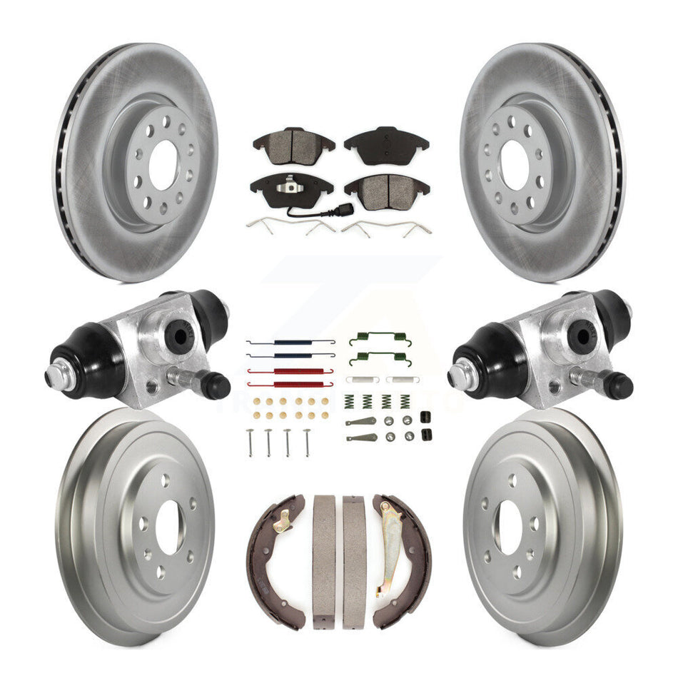Front Rear Coated Disc Brake Rotors Semi-Metallic Pad Drum Kit (9Pc) For Volkswagen Jetta KGS-101759