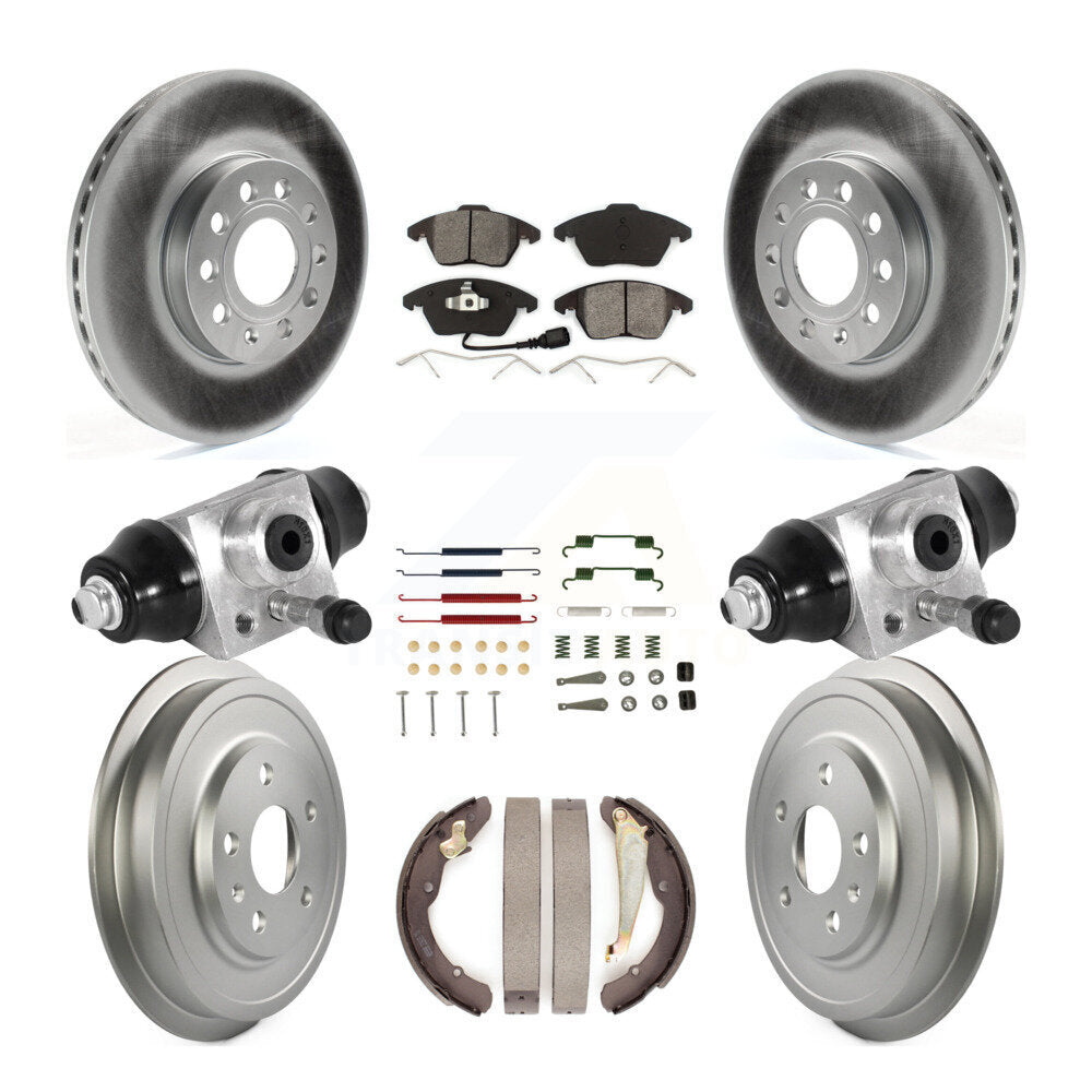 Front Rear Coated Disc Brake Rotors Semi-Metallic Pad Drum Kit (9Pc) For Volkswagen Jetta KGS-101761