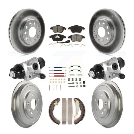 Front Rear Coated Disc Brake Rotors Semi-Metallic Pad Drum Kit (9Pc) For Volkswagen Jetta KGS-101761