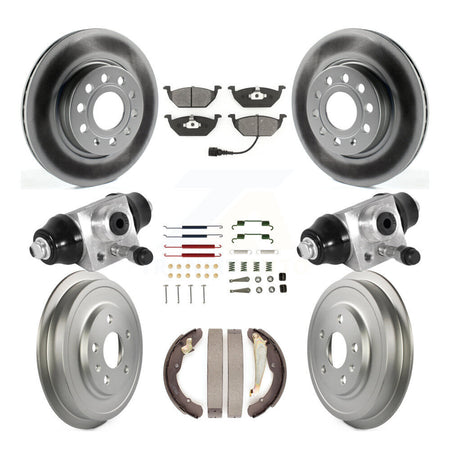 Front Rear Coated Disc Brake Rotors Semi-Metallic Pad Drum Kit (9Pc) For Volkswagen Jetta KGS-101762
