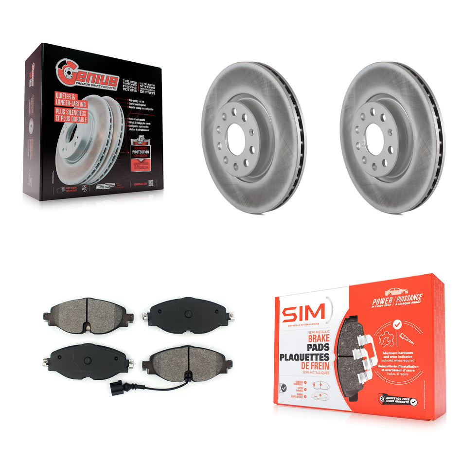 Front Coated Disc Brake Rotors And Semi-Metallic Pads Kit For Volkswagen Audi GTI A3 Quattro Golf Alltrack Sportback e-tron TT Taos Passat KGS-101766