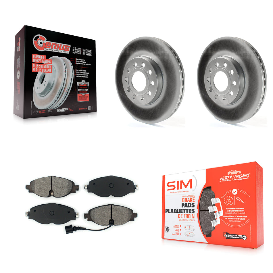 Front Coated Disc Brake Rotors And Semi-Metallic Pads Kit For Volkswagen Jetta Audi Golf A3 SportWagen Quattro e-Golf Taos KGS-101767