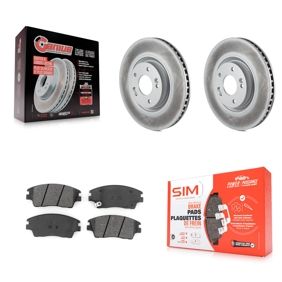 Front Coated Disc Brake Rotors And Semi-Metallic Pads Kit For 2017-2021 Kia Sportage Turbocharged KGS-101768