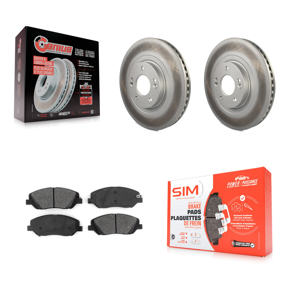 Front Coated Disc Brake Rotors And Semi-Metallic Pads Kit For Hyundai Santa Fe XL KGS-101769
