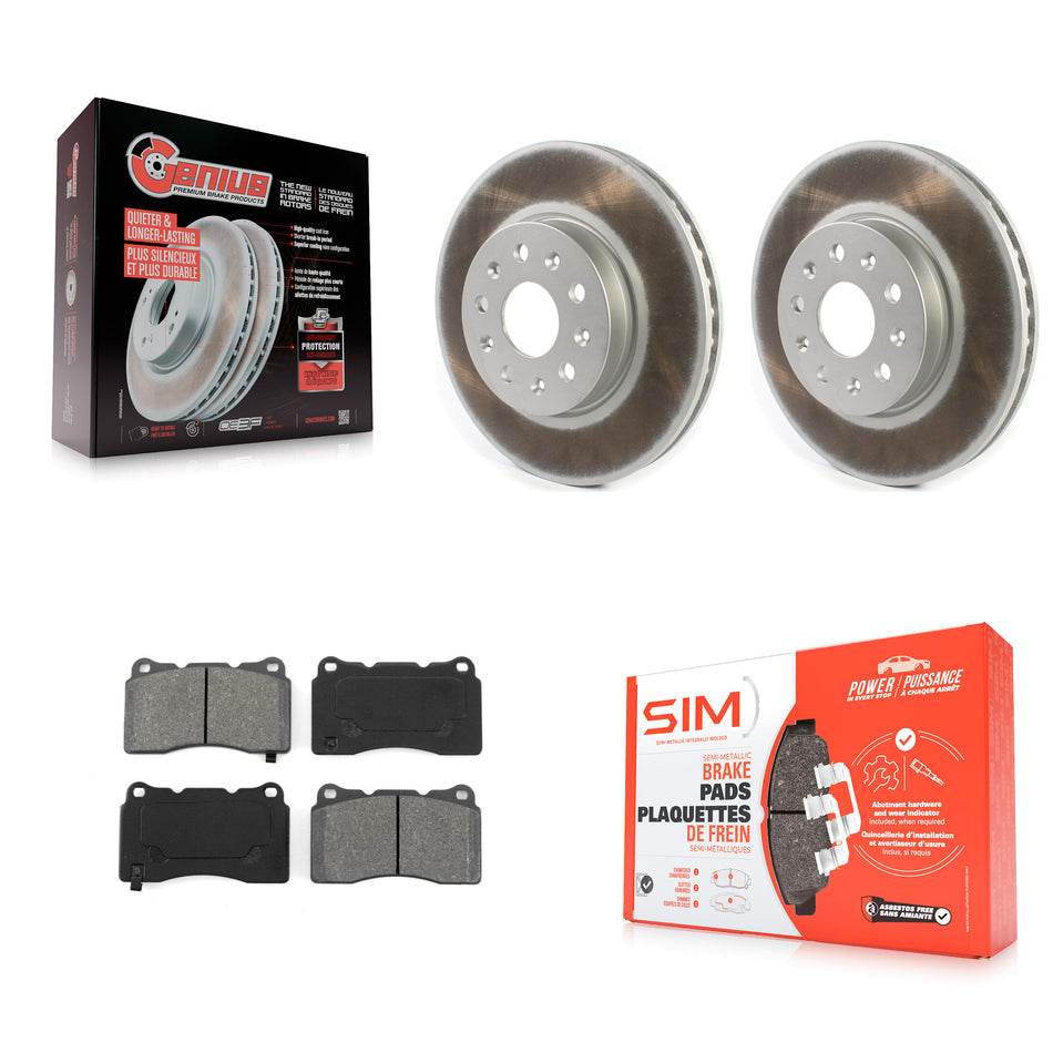 Front Coated Disc Brake Rotors And Semi-Metallic Pads Kit For Chevrolet Camaro Cadillac CTS CT6 KGS-101783