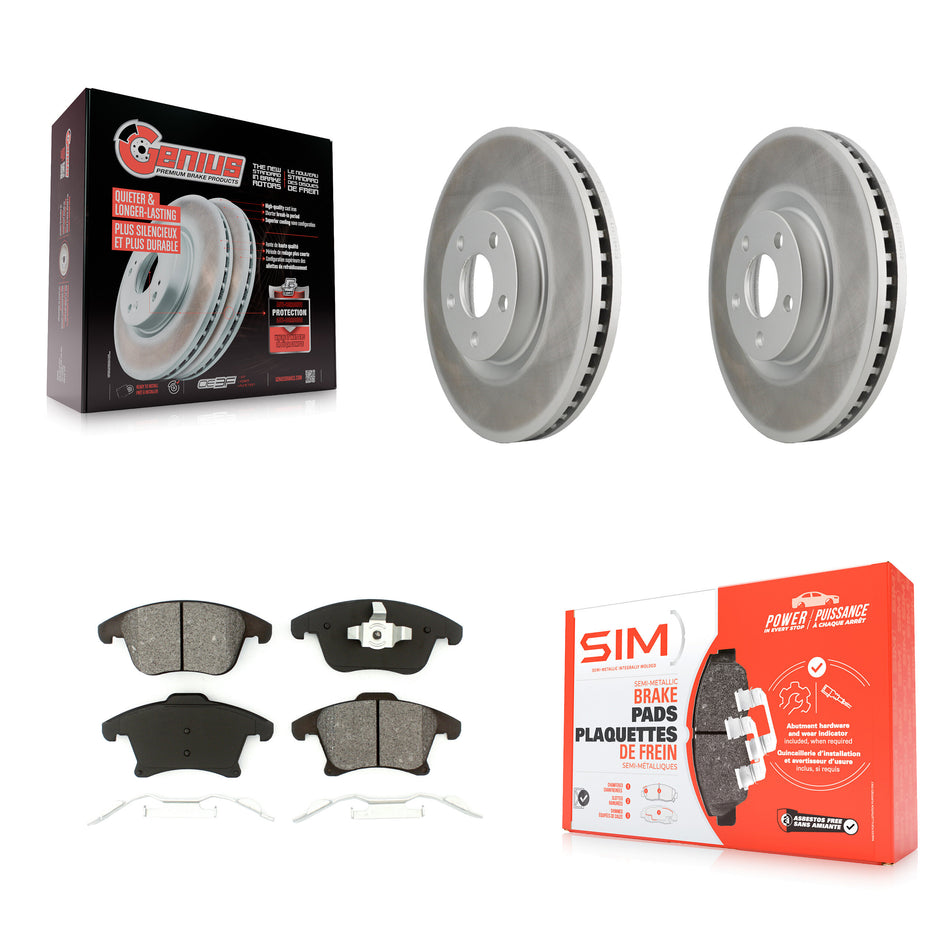 Front Coated Disc Brake Rotors And Semi-Metallic Pads Kit For 2019-2020 Ford Police Responder Hybrid SSV Plug-In KGS-101786