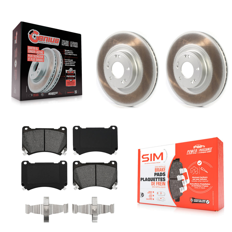 Front Coated Disc Brake Rotors And Semi-Metallic Pads Kit For Hyundai Genesis KGS-101795