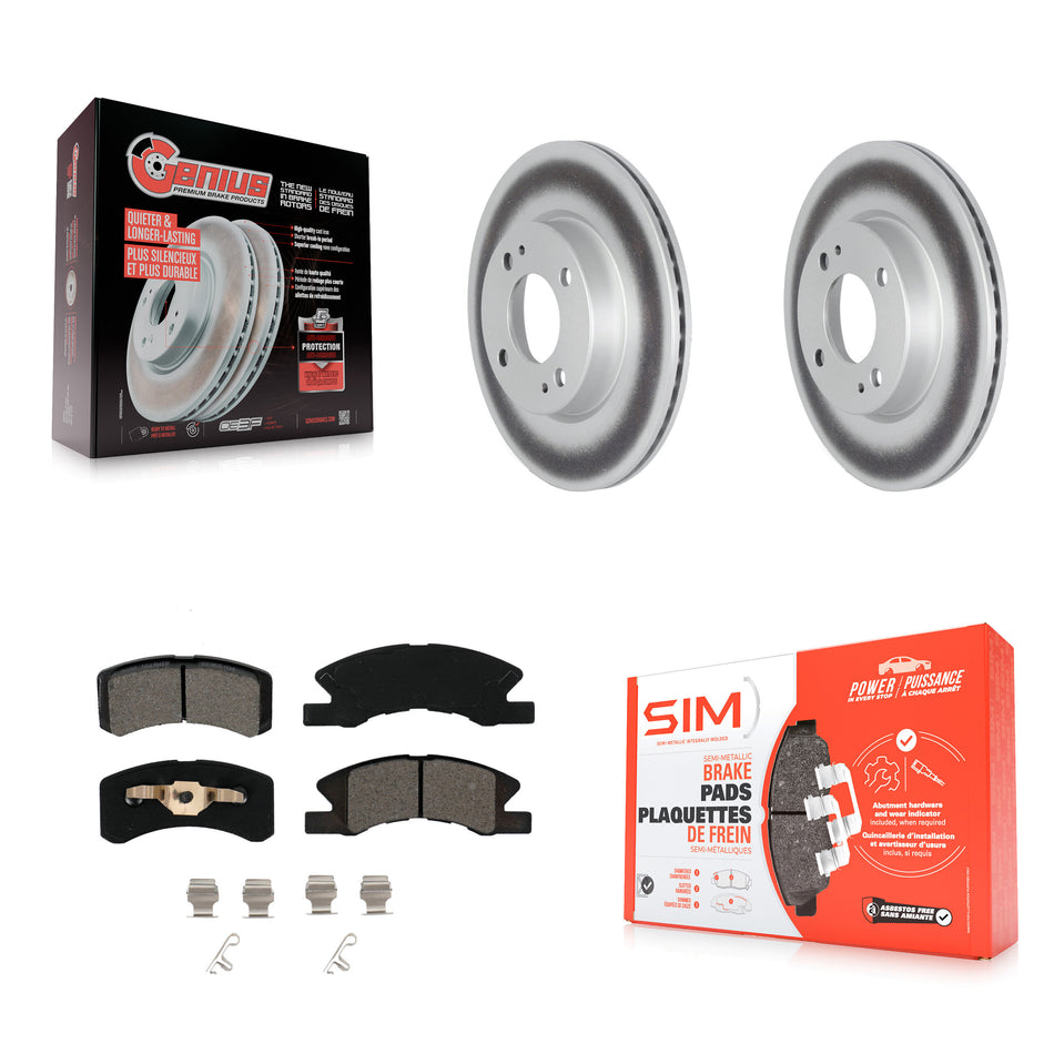 Front Coated Disc Brake Rotors And Semi-Metallic Pads Kit For 2017-2022 Mitsubishi Mirage G4 KGS-101805