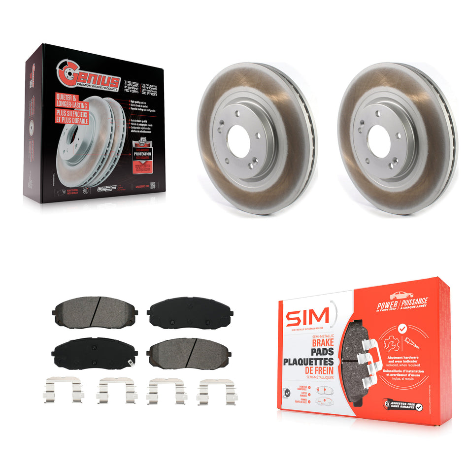 Front Coated Disc Brake Rotors And Semi-Metallic Pads Kit For 2015-2020 Kia Sedona KGS-101806