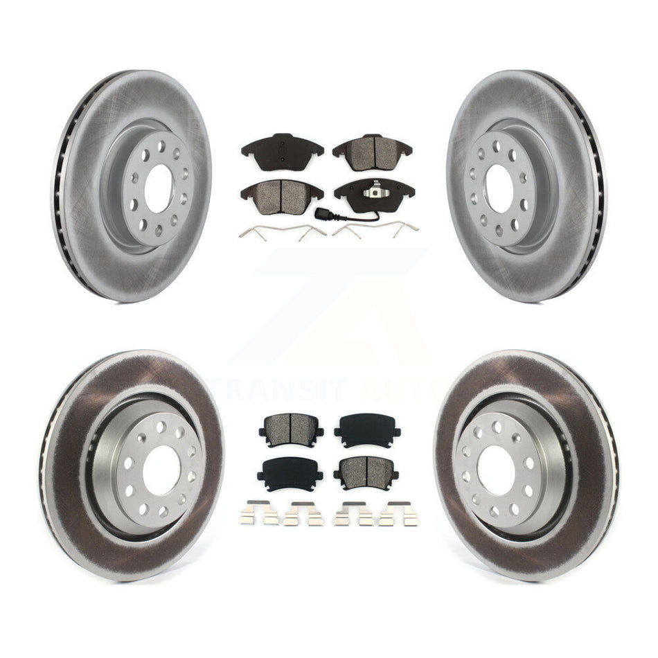 Front Rear Coated Disc Brake Rotors And Semi-Metallic Pads Kit For 2009-2010 Volkswagen Passat CC With 312mm Diameter Rotor KGS-101834