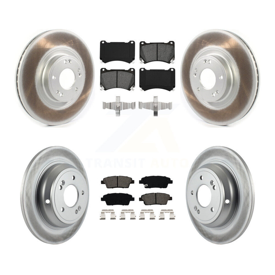 Front Rear Coated Disc Brake Rotors And Semi-Metallic Pads Kit For Hyundai Genesis KGS-101839