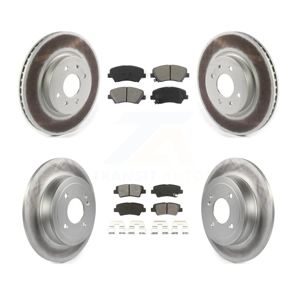 Front Rear Coated Disc Brake Rotors And Semi-Metallic Pads Kit For Kia Rio KGS-101842