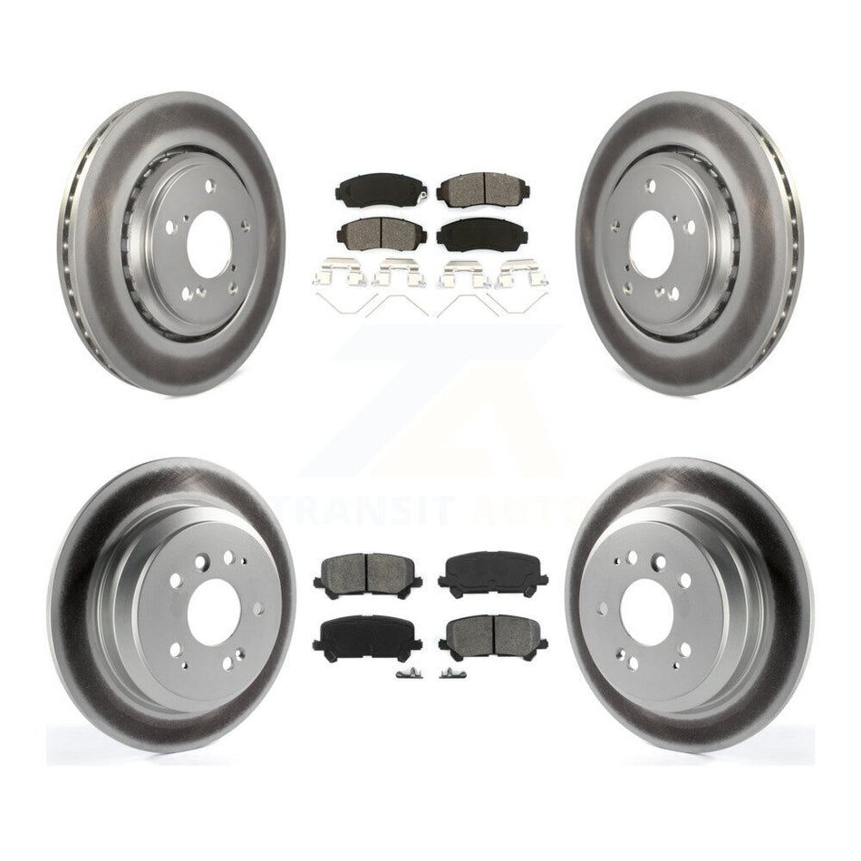 Front Rear Coated Disc Brake Rotors And Semi-Metallic Pads Kit For 2019-2022 Honda Passport KGS-101844