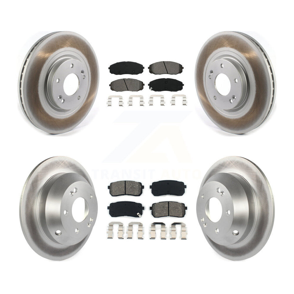 Front Rear Coated Disc Brake Rotors And Semi-Metallic Pads Kit For 2015-2019 Kia Sedona KGS-101853