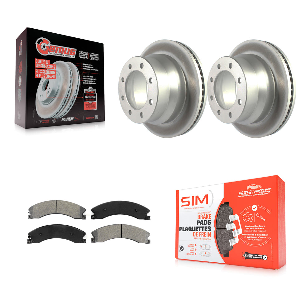 Rear Coated Disc Brake Rotors And Semi-Metallic Pads Kit For Chevrolet Express 3500 GMC Savana 4500 KGS-101858