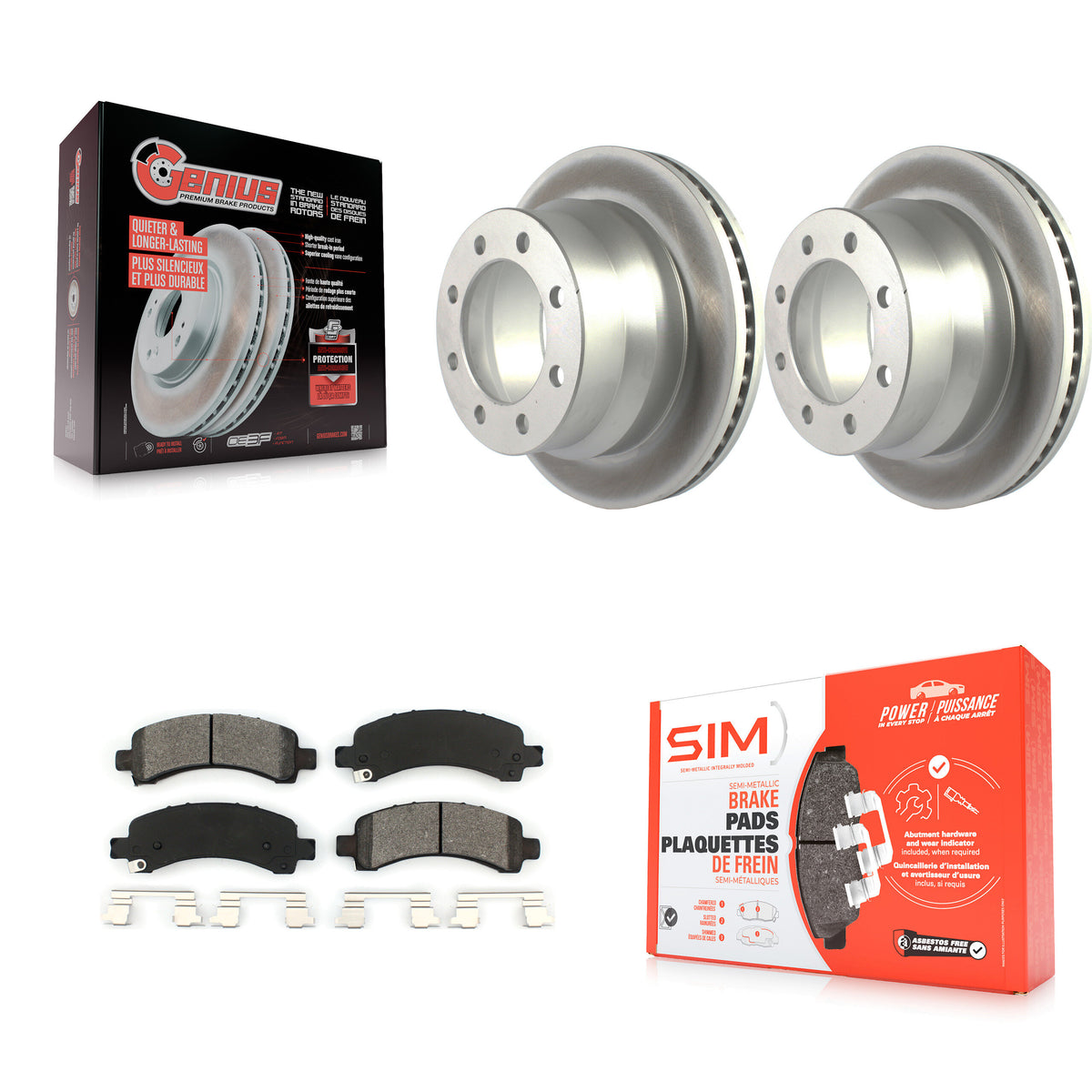 Rear Coated Disc Brake Rotors And Semi-Metallic Pads Kit For Chevrolet Express 4500 KGS-101859