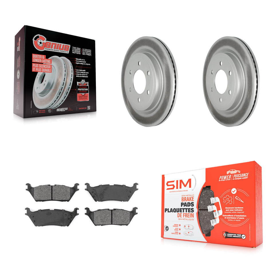 Rear Coated Disc Brake Rotors And Semi-Metallic Pads Kit For Ford F-150 Expedition Lincoln Navigator KGS-101863