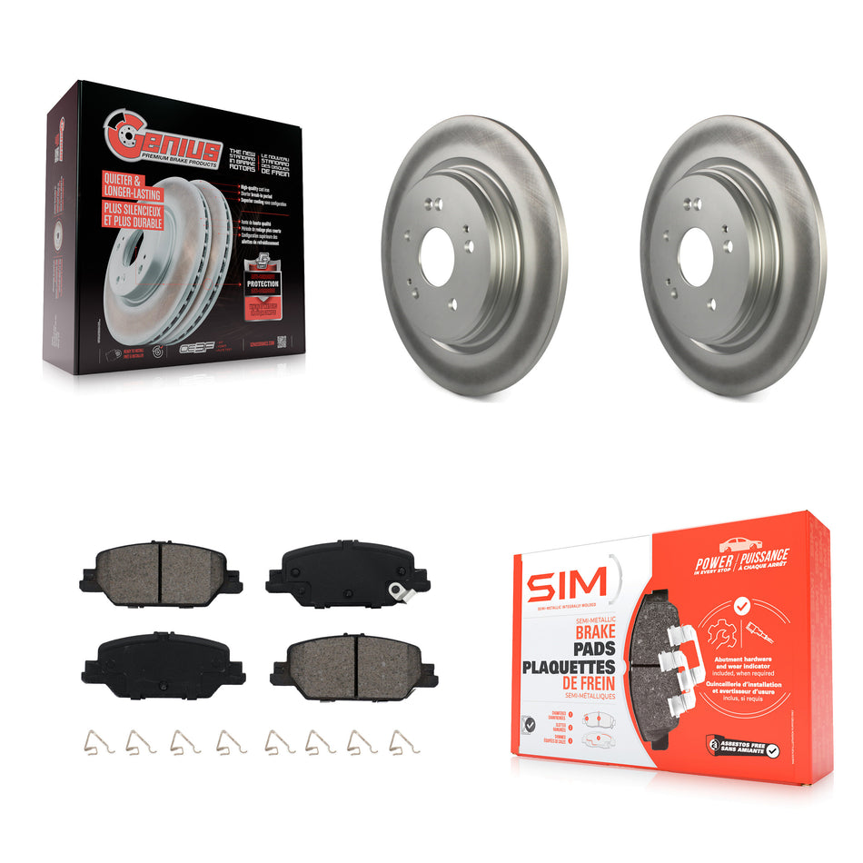 Rear Coated Disc Brake Rotors And Semi-Metallic Pads Kit For 2017-2022 Honda CR-V KGS-101878