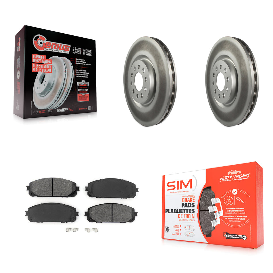 Front Coated Disc Brake Rotors And Semi-Metallic Pads Kit For 2014-2021 Jeep Cherokee With Dual Piston Caliper KGS-101881